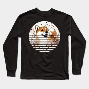 Shiba Inu Dog, Cherry Blossom, Japanese Style Long Sleeve T-Shirt